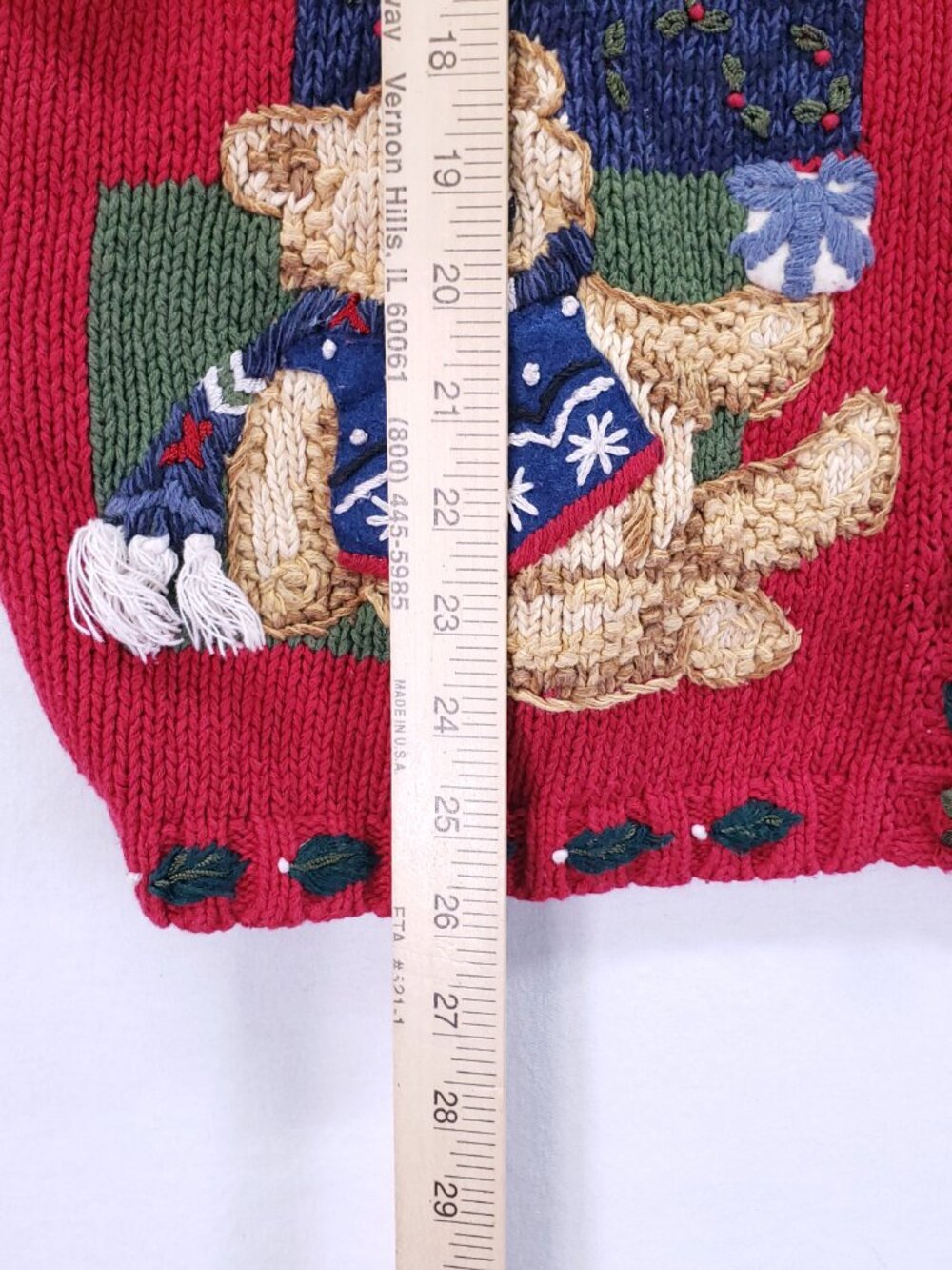 Tiara International Vintage Christmas Knit Sweater Vest Red Size Large Presents - Picture 6 of 15